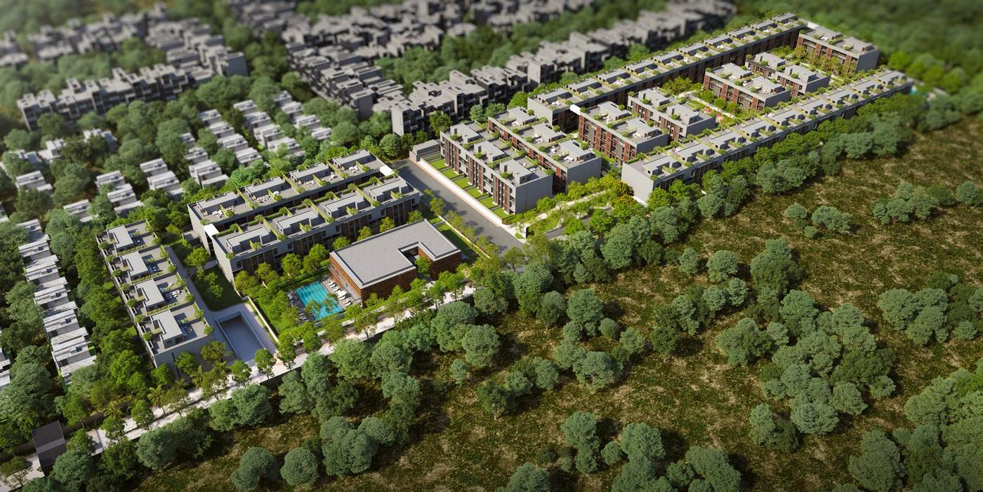 Aerial view of the development